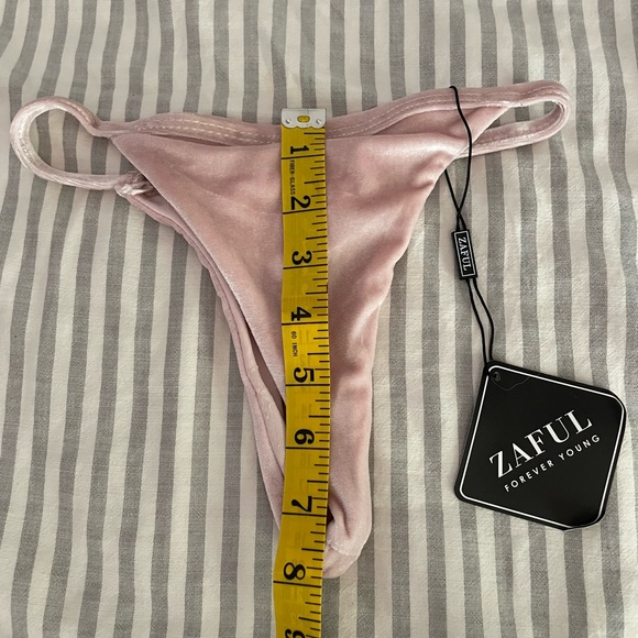 zaful cami pink velvet string thong bikini set- - Picture 3 of 4